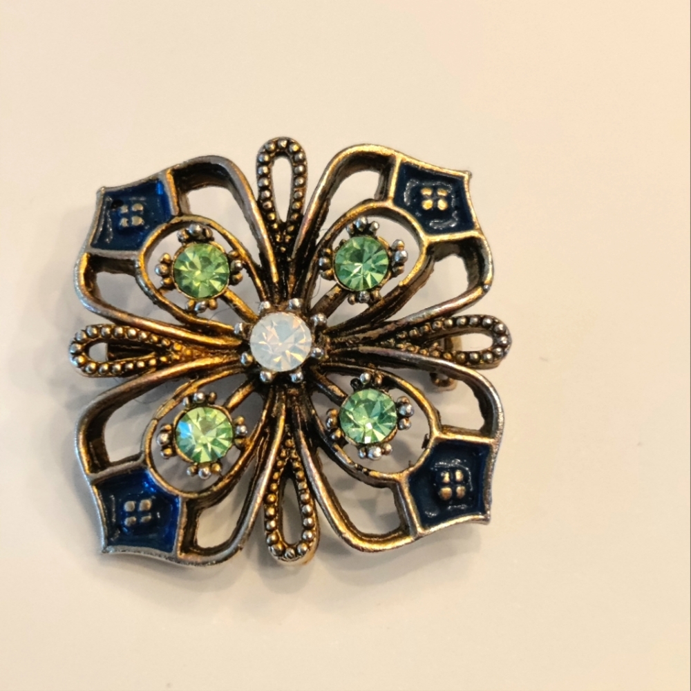 Vintage Green Rhinestone
